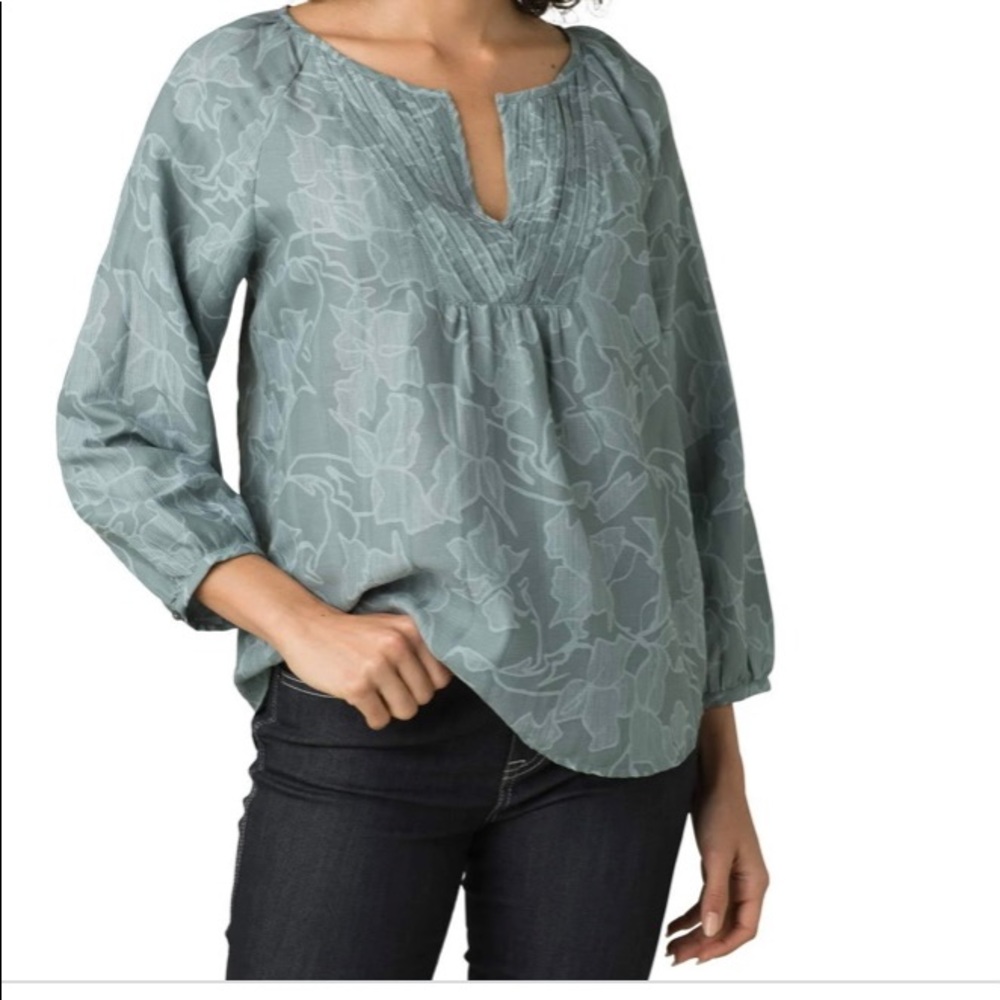 Prana Leonardo Blue Vines Top Size Small